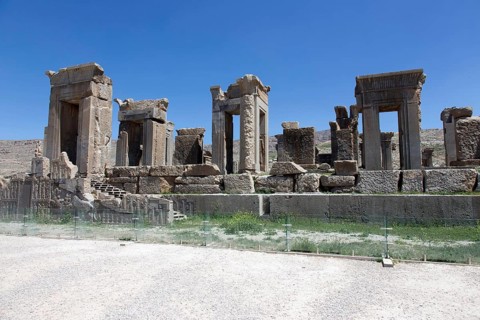View of the ruins of Persepolis. The ancient Persian residential city of Persepolis was one of the
