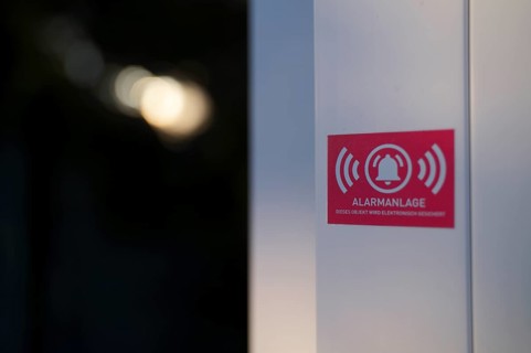 Sticker with information on alarm system, door frame, window, patio door, Stuttgart