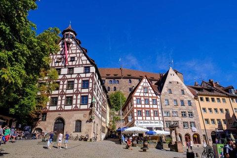 Pilatushaus, Tiergaertnertor, Nuremberg, Middle Franconia, Franconia, Bavaria, Germany, Europe