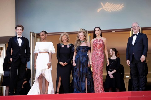 Cannes, France, 17.5.2024: Mike Faist, Sophie Wilde, Iris Knobloch, Caroline Scheufele and Demi