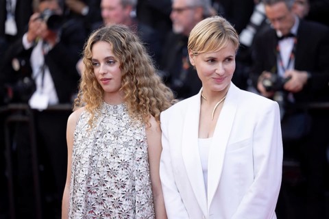 Cannes, France, 17.5.2024: Tess Barthelemy and Judith Godreche at the premiere of Kinds of Kindness