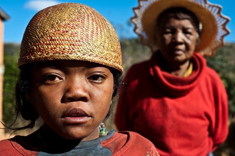 Betsileo girl with her grandmother, Ambositra, Madagascar, Africa