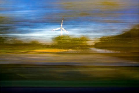 Long exposure from a moving train, Bueckeburg, Lower Saxony, Germany, Europe