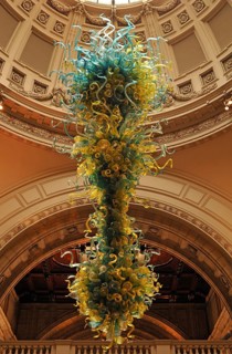 Artistic glass object under the dome in the reception hall of the Victoria & Albert Museum, 1-5