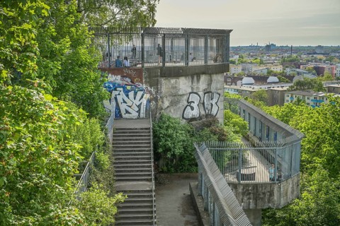 Viewing platform, Flak tower, Volkspark Humboldthain, Gesundbrunnen, Mitte, Berlin, Germany, Europe