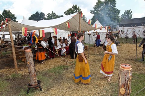 Tradition. Frundsbergfest in Mindelheim in the Unterallgaeu. Camp life, Allgaeu, Bavaria, Germany,