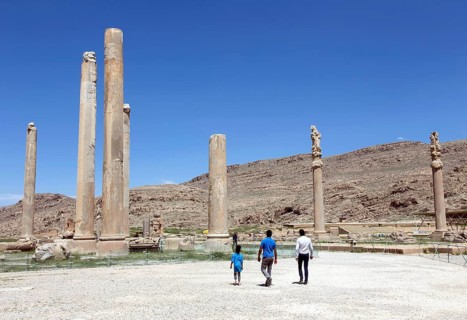 View of the ruins of Persepolis. The ancient Persian residential city of Persepolis was one of the
