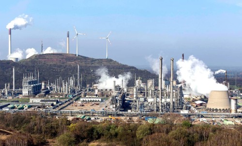 BP refinery in Gelsenkirchen Scholven. BP Gelsenkirchen operates a refinery with petrochemicals