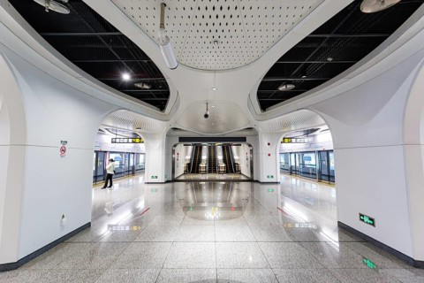 Chengdu Metro underground station Jincheng Plaza East modern public transport architecture in