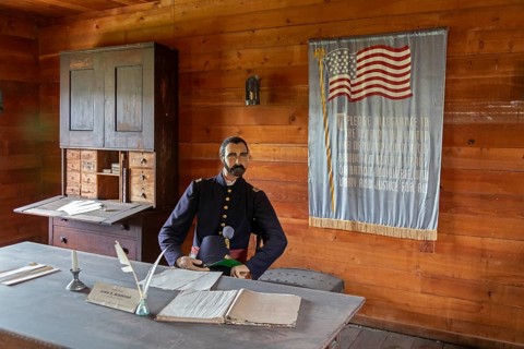 Fort Dodge, Iowa, A likeness of Brevet Major Lewis A Armistead at the Fort Museum and Frontier