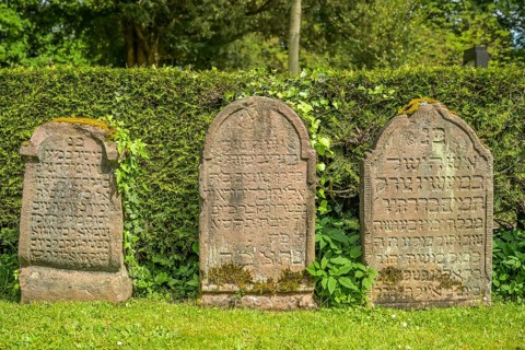 Gravestones, Jewish cemetery, Waldbachfriedhof, Offenburg, Baden-Wuerttemberg, Germany, Europe