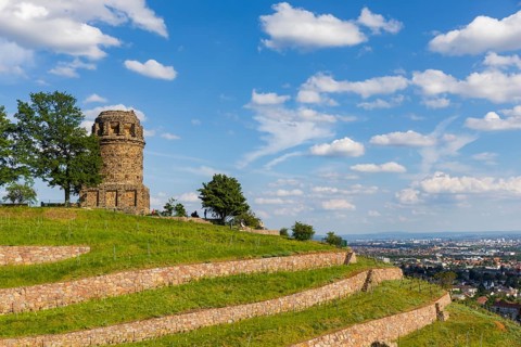 Winery at the Goldener Wagen. The Bismarck Tower in Radebeul, also known as the Bismarck Column, is