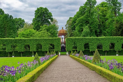 Schwetzingen Palace Gardens with Temple of Apollo, Schwetzingen Palace, Schwetzingen,