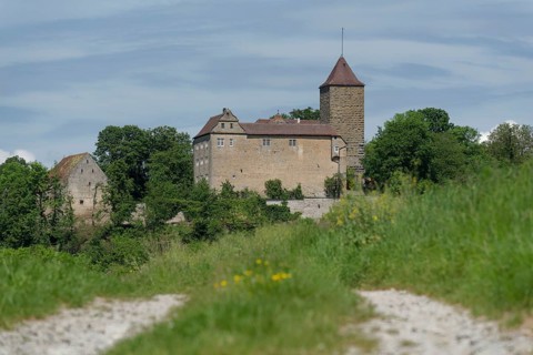 View of Hornberg Castle, Kirchberg an der Jagst, Jagsttal, Jagststeig, hiking, Schwaebisch Hall,