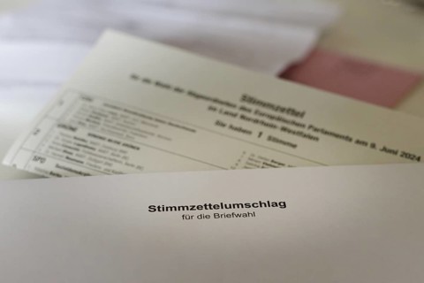 TOPIC: European election, polling card from North Rhine-Westphalia for the European election BONN,
