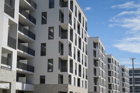 New buildings, Lauterplatz, Friedenauer Hoehe development area, Friedenau, Schoeneberg, Berlin,