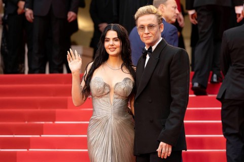 Cannes, France, 14 May 2024: Ruby O. Fee and Matthias Schweighoefer during the opening of the 77th