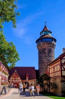 Imperial Castle, with Sinwell Tower, fountain house and half-timbered houses in the castle,