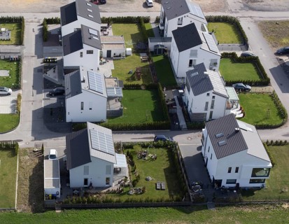 Aerial view of the new development area Stadtquartier Graf Bismarck in Gelsenkirchen, on 12 April
