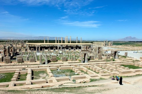 View of the ruins of Persepolis. The ancient Persian residential city of Persepolis was one of the