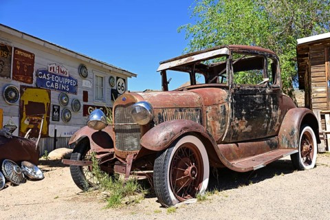 Rusty Ford Model A on Route 66, Hackberry General Store, Hackberry, Arizona