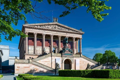 Old National Gallery, bronze equestrian statue of Frederick William IV, Museum Island, Mitte,