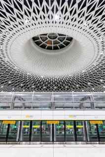 Shenzhen Metro modern architecture in public transport underground station Gangxia North in
