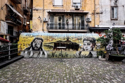 Pictures of Sophia Loren and Bud Spencer at a house in Naples old town, 02.05.2024, Naples, Italy,