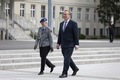 Boris Pistorius (SPD), Federal Minister of Defence, photographed during the reception of the