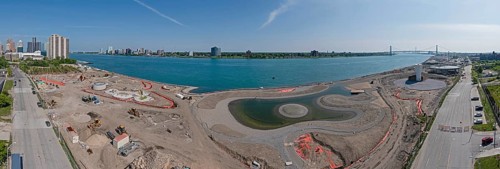 Detroit, Michigan, Construction of the a new park on Detroit's west riverfront. The 22-acre Ralph C