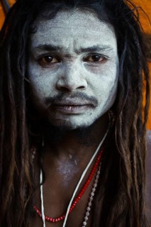 Portrait of a hindu ascetic, sadhu belonging to the naga order, Varanasi, India, Asia