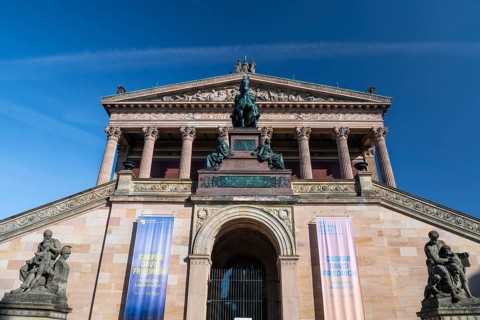 Old National Gallery, bronze equestrian statue of Frederick William IV, Museum Island, Mitte,