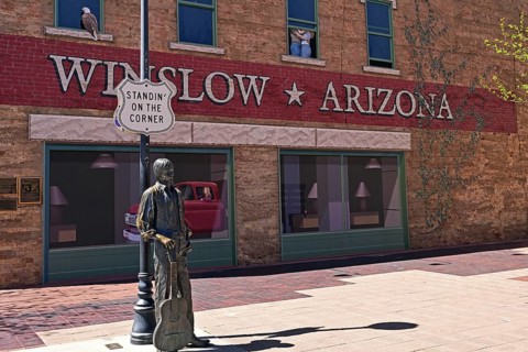 Standin' on the Corner in Winslow, Arizona sung by the rock group Eagles in the song Take it easy,