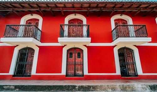Architecture of colorful houses of Granada