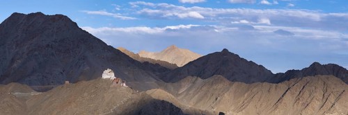The Namgyal Tsemo Gompa monastery on Tsenmo Hill, a viewpoint over Leh, Ladakh, Jammu and Kashmir,