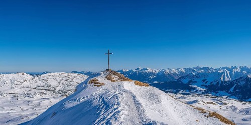 Hahnenkoepfle, 2085m, Gottesacker plateau, Kleinwalsertal, Vorarlberg, Austria, behind it the