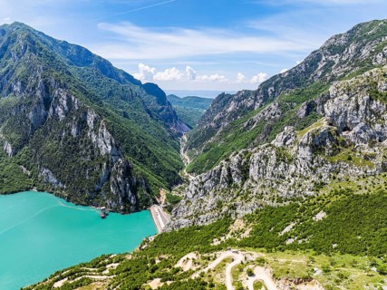 Bovilla Lake and Mountains, Bovilla Reservoir, Tirana, Albania, Europe