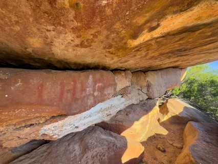 Prehistoric depiction on a rock, San rock paintings, Sevilla Art Rock Trail, Cederberg Mountains,