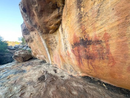 Prehistoric depiction on a rock, San rock paintings, Sevilla Art Rock Trail, Cederberg Mountains,