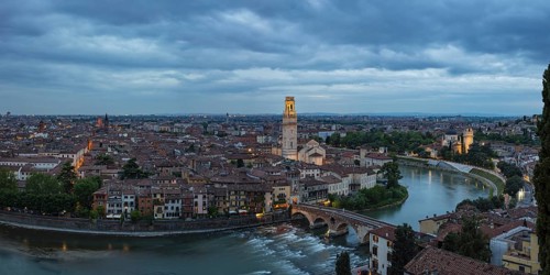 Old town with the Adige, Ponte Pietra, Verona, Adige Valley, Veneto, Italy, Europe
