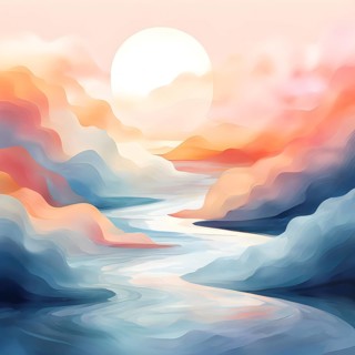 Abstract illustration embodies mindfulness meditation with gentle swirling patterns in pastel