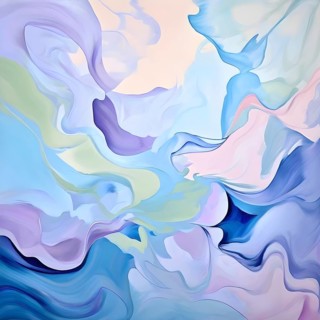 Abstract illustration embodies mindfulness meditation with gentle swirling patterns in pastel