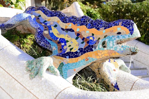 Antoni Gaudi, Park Guell, UNESCO World Heritage Site, Barcelona, Catalonia, Spain, Europe,