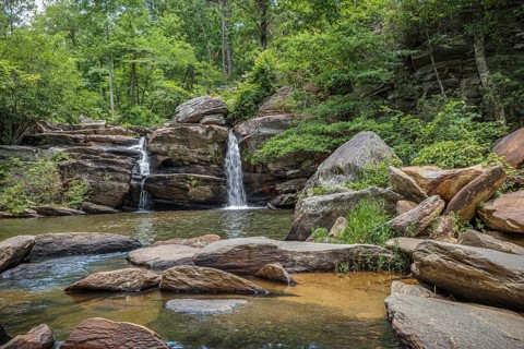 Cheaha Falls along the Chinnabee Silent Trail through Talladega National Forest near Lineville,