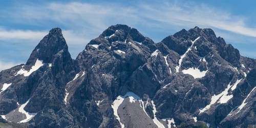 Mountain panorama, Trettachspitze, 2595m, Maedelegabel, 2645m, and Hochfrottspitze, 2649m, Allgaeu