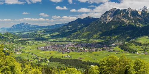 Mountain panorama from south-west on Oberstdorf, Oberallgaeu, Allgaeu, Bavaria, Germany, Europe