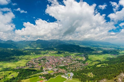 Panorama from Schattenberg, 1692m, on Oberstdorf, Allgaeu, Bavaria, Germany, Europe