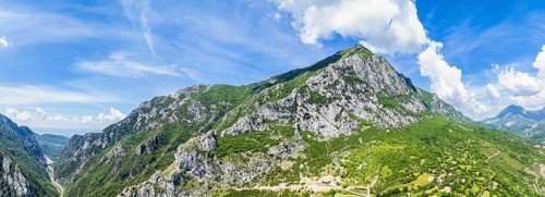 Panorama of Bovilla Lake and Mountains, Bovilla Reservoir, Tirana, Albania, Europe