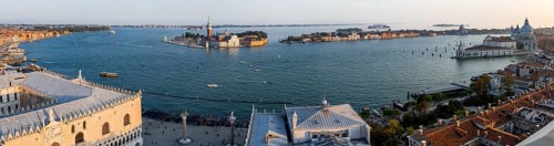 Panorama, evening mood, Doge's Palace and St Mark's Square, Isola di San Giorgio Maggiore with San