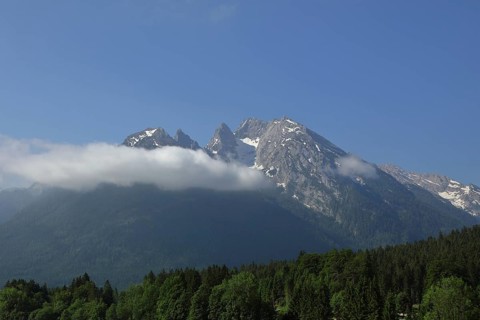 Watzmann massif, with low-hanging cloud, Berchtesgaden, Bavaria, Germany, Europe